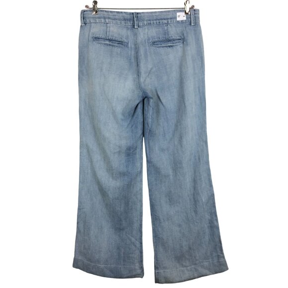 Hudson Womens Nico Midrise Blue Trousers Jeans Sz 30 Wide Leg Linen Blend - Picture 9 of 12